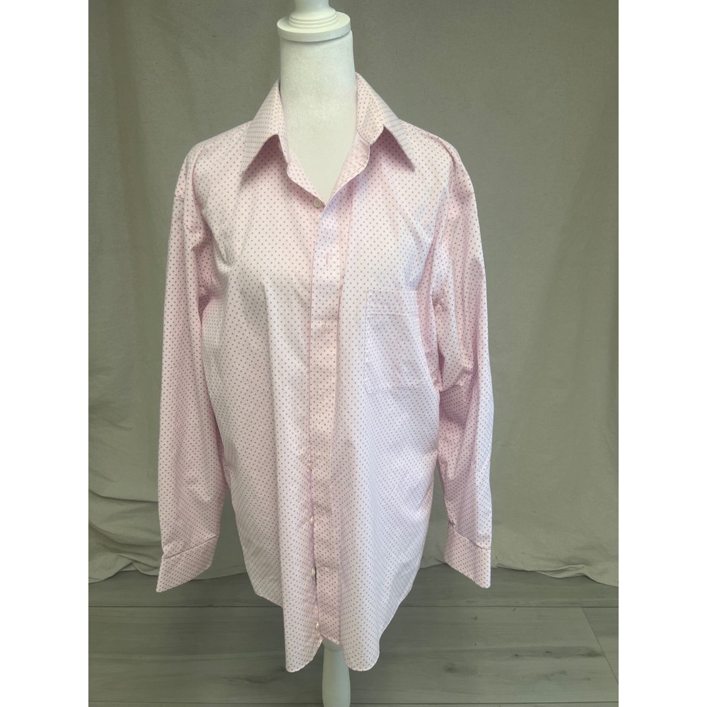 Stafford Dress Shirt Mens Sz 15.5 32-33 Pink Striped Preppy Classic Professional